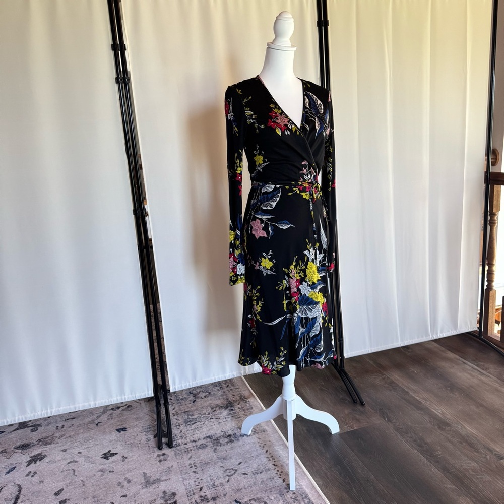 Floral Diane von furstenburg Wrap Dress - Black Multicolor